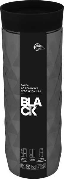 Банка для сыпучих продуктов Plast Team BLACK круглая, 1,5л с завинчивающейся крышкой арт.PT1703 10 621 Банка для сыпучих продуктов Plast Team BLACK круглая, 1,5л с завинчивающейся крышкой арт.PT1703 10 621