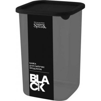 Банка для сыпучих продуктов SugarSpice Black квадратная 1,2л, с гибкой крышкой арт.SE1685 10 621 Банка для сыпучих продуктов SugarSpice Black квадратная 1,2л, с гибкой крышкой арт.SE1685 10 621