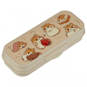 Пенал-футляр СТАММ Хомяки, 215*90*43 мм, бежевый арт.ПН-32108