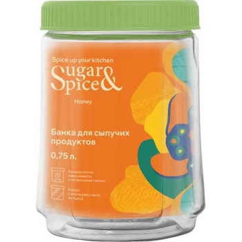 Банка для сыпучих продуктов SugarSpice Honey 0,75л с завинчивающейся крышкой, фисташка арт.SE2248 10 050 Банка для сыпучих продуктов SugarSpice Honey 0,75л с завинчивающейся крышкой, фисташка арт.SE2248 10 050