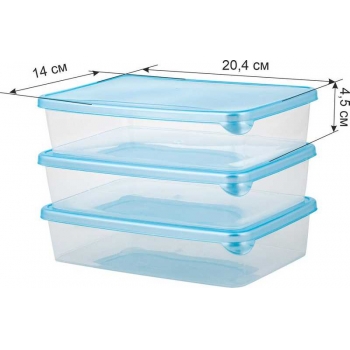 Набор контейнеров для заморозки SugarSpice 0,9л прямоуг. 204х140х83 мм 3шт арт.SE1028 12 044