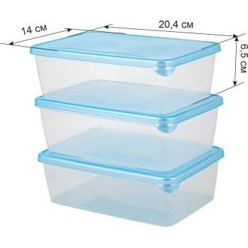 Набор контейнеров для заморозки SugarSpice 1,35л прямоуг. 204х140х105 мм 3шт арт.SE1029 12 044