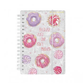 Записная книжка А6+ 80л на гребне с резинкой Bruno ViscontiCUTE JOURNAL MINI.ПОНЧИКИв клетку,пластик.обл. арт.3-575/05