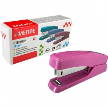 Степлер 10 (12л) deVENTE Trend пластик , в карт.коробке, брусничный арт. 4142507