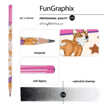 Карандаш Bruno Visconti HB ч/гр.  Fun. Корги, трехгранный, пластик.корпус арт.21-0073/05