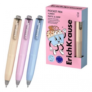 Ручка шариковая автоматическая ErichKrause Poсket Pen MaticGrip Yummy, 0.5мм, синяя арт.63685 Ручка шариковая автоматическая ErichKrause Poсket Pen MaticGrip Yummy, 0.5мм, синяя арт.63685
