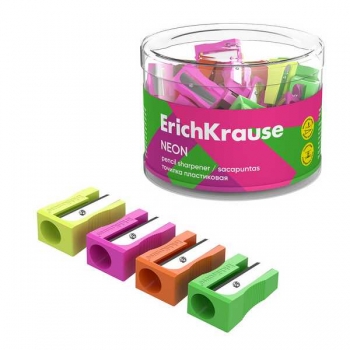 Точилка пластиковая ErichKrause на одно отверстие EasySharp, Neon, ассорти арт.63783