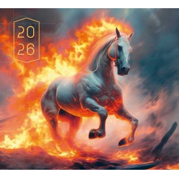 Календарь настенный МИНИ на 2026г.Огненная лошадь 9х16,5см на 1пружине(на магните) арт.25С43_Огненная лошадь
