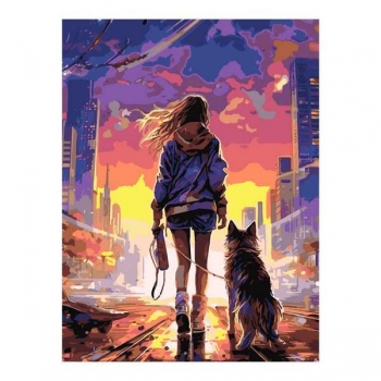 Набор для рисования по номерам, картина 41х50 см Город будущего (основа на карт, краски, кисть) арт.Кпн-399