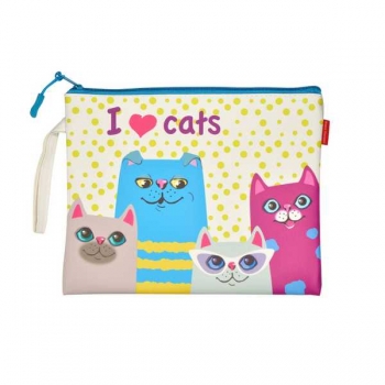 Папка на молнии А5+  Bruno Visconti (260х200 мм), КОТОМАНИЯ, экокожа, с петлей арт. арт.14-002/03