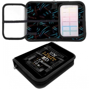 Пенал п/э с двумя откидными планками, 1 отделение, дизайн, 200х140х40 мм, вн. картон арт. ПКТ 09-20-1 Un limited