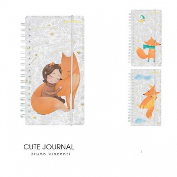 Записная книжка А6- 80л на гребне с резинкой Bruno ViscontiCUTE JOURNAL MINI.ЛИСЫв точку,пласт.обл,4 вида арт.3-574/03