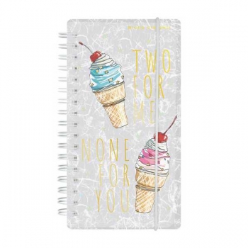 Записная книжка А6- 80л на гребне с резинкой Bruno Visconti CUTE JOURNAL MINI.МОРОЖЕНОЕв клетку,пласт.обл арт.3-574/06