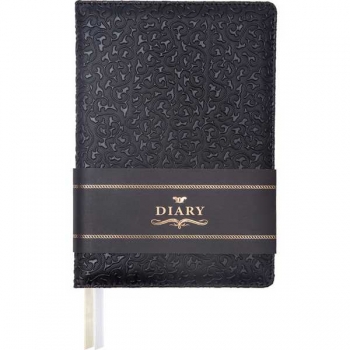 Ежедневник А5 145*205 мм, недатир. deVENTE Arcadia 272 стр, бел. бум., тв. обл., ЧЕРНЫЙ с черн.паттерном арт.2234581
