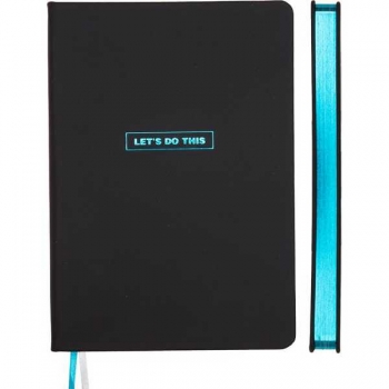 Ежедневник А5 145*205 мм, недатир. deVENTE Black Metallic 272 стр, бел.бум., тв.обл., ЧЕРНЫЙ с голубым  арт.2234646