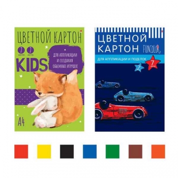 Набор цветного картона А4 7 цв. (7 л) Альт Мультики в папке, 2 вида арт.11-407-126 Набор цветного картона А4 7 цв. (7 л) Альт Мультики в папке, 2 вида арт.11-407-126