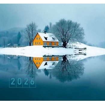 Календарь настенный МИНИ на 2026г.Дом у озера 9х16,5см на 1пружине(на магните) арт.25С43_Дом у озера