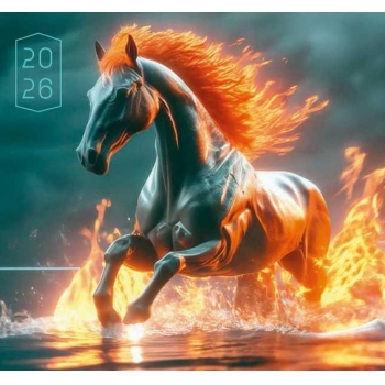 Календарь настенный МИНИ на 2026г.Огненная лошадь 2 9х16,5см на 1пружине(на магните) арт.25С43_Огненная лошадь 2