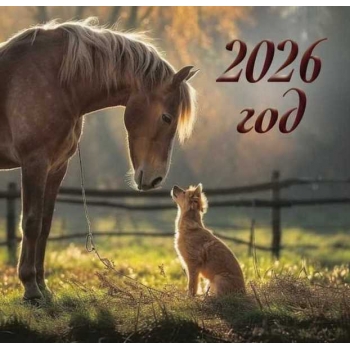 Календарь настенный МИНИ на 2026г.Лошадь и собака 9х16,5см на 1пружине(на магните) арт.25С43_Лошадь и собака