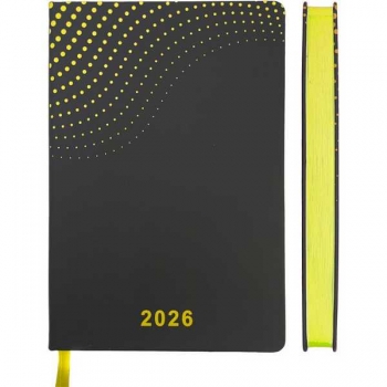 Ежедневник 2026 А5 deVENTE Duo 145*205 мм, 336 стр, бел.бум., перф., тв.обл., ЧЕРНЫЙ С ЖЕЛТЫМ арт.2332602