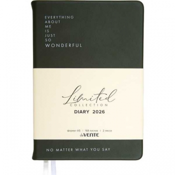 Ежедневник 2026 А5 deVENTE Jane 145*205 мм, 336 стр, крем. бум., перф-я, тв. обл., ТЕМНО-ОЛИВКОВЫЙ  арт.2332606