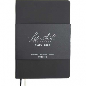 Ежедневник 2026 А5 deVENTE Nobile 145*205 мм, 336 стр, крем. бумага, перф., мягкая обл., ЧЕРНЫЙ  арт. 2332615
