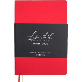 Ежедневник 2026 А5 deVENTE Nobile 145*205 мм, 336 стр, крем. бумага, перф., мягкая обл., КРАСНЫЙ арт.2332619