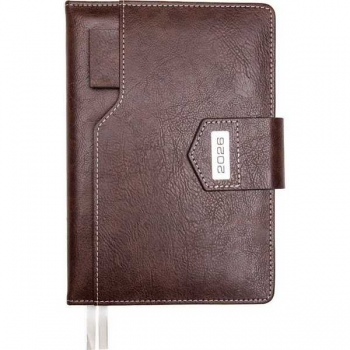 Ежедневник 2026 А5 deVENTE Prestige 145*205 мм, 336 стр, бел.бум., перф, тв.обл., ТЕМНО-КОРИЧНЕВЫЙ арт.2232662