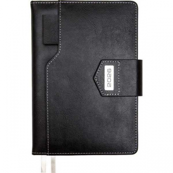 Ежедневник 2026 А5 deVENTE Prestige 145*205 мм, 336 стр, бел.бум., перф, тв.обл., ЧЕРНЫЙ арт.2232664