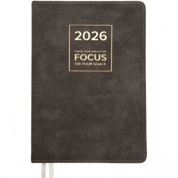 Ежедневник 2026 А5 deVENTE Saltos 145*205 мм, 336 стр, крем.бум., перфор., тв. обл., СЕРО-КОРИЧНЕВЫЙ арт. 2232680