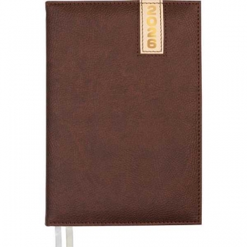 Ежедневник 2026 А5 deVENTE Vertical 145*205 мм, 336 стр, бел. бум., перф-я, тв. обл.,  КОРИЧНЕВЫЙ арт.2232602
