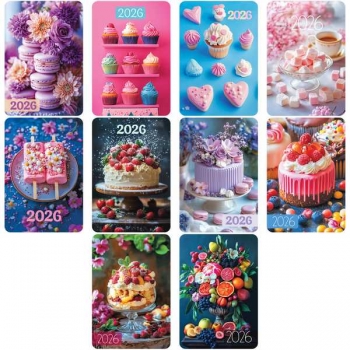 Календарь карманный 2026, 65*95мм Сладости, глянцевая ламинация, ассорти арт.380635