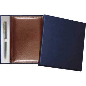 Набор подарочный Attomex Visa ежедневник 2026 А5 145*205 мм, 336 стр, КОРИЧНЕВЫЙ + шарик. ручка арт.2237638