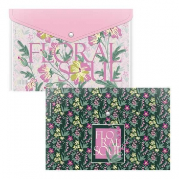 Папка-конверт А4 на кнопке ErichKrause Floral Soul, 160мкм, непрозрачная, с рисунком арт.63513