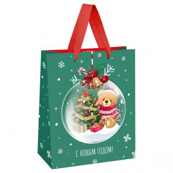 Пакет подарочный НОВОГОДНИЙ 11х14х6,5см MESHU Christmas bear, выборочный лак, матовая ламинация арт.MS_66214 Пакет подарочный НОВОГОДНИЙ 11х14х6,5см MESHU Christmas bear, выборочный лак, матовая ламинация арт.MS_66214