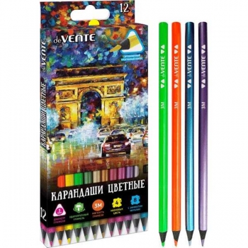 Карандаши deVENTE 12цв Triolino Ultra Neon-metallic 3М, трехгранные  арт.5022218 Карандаши deVENTE 12цв Triolino Ultra Neon-metallic 3М, трехгранные  арт.5022218