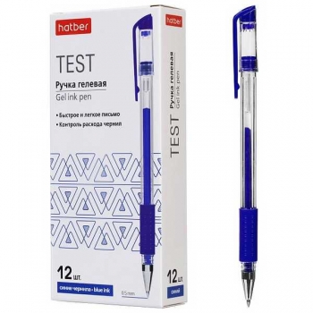 Ручка гелевая Hatber Test, 0.5мм, с резиновым грипом, синяя арт.GP_083463 Ручка гелевая Hatber Test, 0.5мм, с резиновым грипом, синяя арт.GP_083463