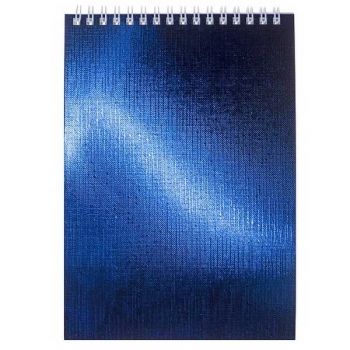 Блокнот А5 80л на гребне Hatber METALLIC, в клетку, бумвинил, синий арт.80Б5бвВ1гр/093254