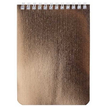 Блокнот А6 40л на гребне Hatber METALLIC в клетку, бумвинил, золото арт.40Б6бвВ1гр/059692