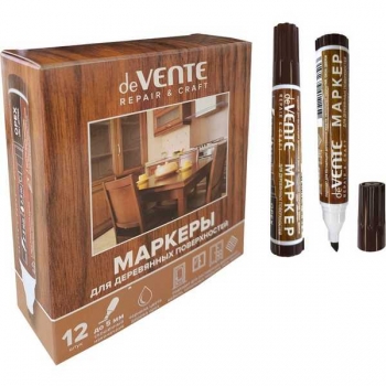 Маркер для деревянных поверхностей deVENTE Repair кругл. корп., скошен. наконечн, цвет-ОРЕХ арт.5044408
