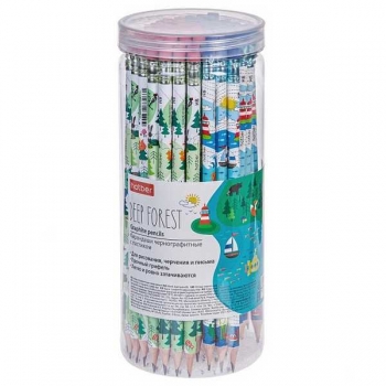 Карандаш Hatber HB ч/гр. с ластиком Deep Forest, круглый корпус, ассорти арт.BL_065980 Карандаш Hatber HB ч/гр. с ластиком Deep Forest, круглый корпус, ассорти арт.BL_065980