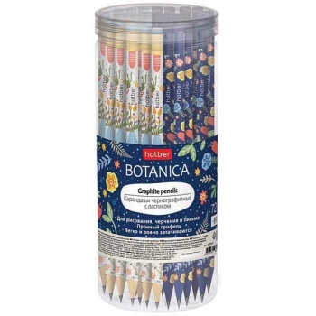 Карандаш Hatber HB ч/гр. с ластиком Botanica, круглый корпус, цветное дерево, ассорти арт.BL_079531 Карандаш Hatber HB ч/гр. с ластиком Botanica, круглый корпус, цветное дерево, ассорти арт.BL_079531