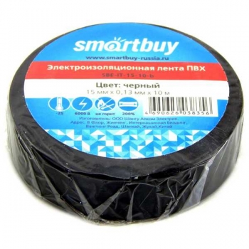 Изолента ПВХ 15мм х 10м черная Smartbuy, 130мкм арт.SBE-IT-15-10-b Изолента ПВХ 15мм х 10м черная Smartbuy, 130мкм арт.SBE-IT-15-10-b