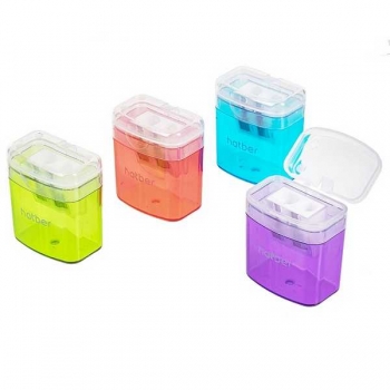 Точилка пластиковая Hatber на два отверстия PRIME-L с контейнером арт.BS_078199