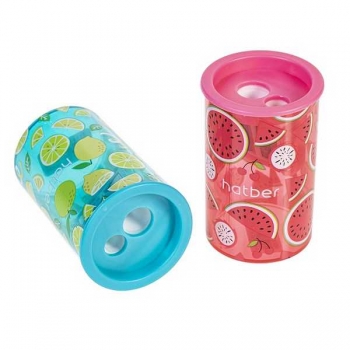 Точилка пластиковая Hatber на два отверстия ROLL с контейнером арт.BS_078237