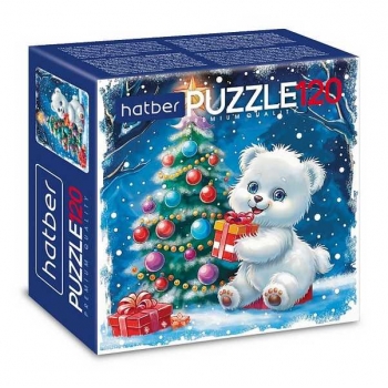 Пазл  новогодний 120 эл. Hatber Premium Мишка с подарками, 150х150мм арт.120ПЗ5_32930