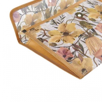 Папка-конверт А4 на кнопке Bruno Visconti  FLORA.ЦВЕТОЧНАЯ СТРАСТЬ,400мкм,с окант,c текстильной вставкой арт.14-030/14