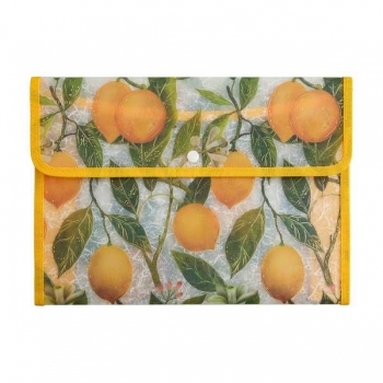 Папка-конверт А4 на кнопке Bruno Visconti  FLORA.LEMONS, 400мкм,с окант.,c текстильной вставкой арт.14-030/15