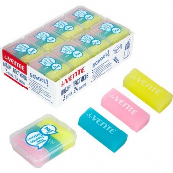 Ластик deVENTE набор 3 шт School, прямоугольные, dust-free, в пласт. кор. арт.8030409