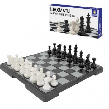Игра настольная   ЗОЛОТАЯ СКАЗКА ШАХМАТЫ магнитные, пластиковые, доска 19х19см, в картонной коробке арт.665760